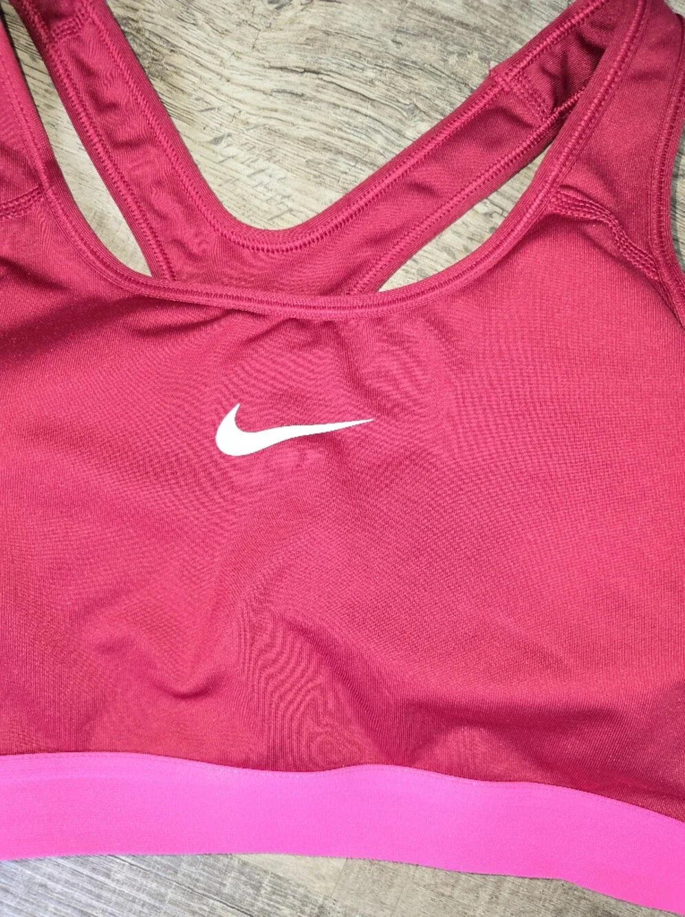 Nike Dri-FIT Sports Bra Womens Large Pink Red Racerback Padded Medium Support
